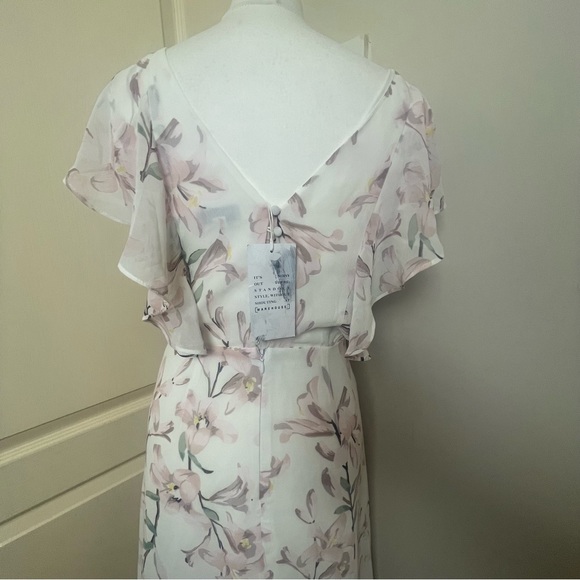 Warehouse Size 10 Frill Wrap Button Maxi Dress Floral Pink White Bridesmaid Chic - Picture 9 of 11